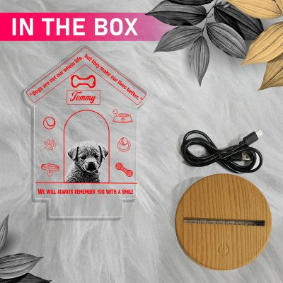 Personalized Dog Table Night Lamp with Automatic Color Changing Light Customized with Name & Photo  Pet Memorial Gift  Birthday Gift for Dog